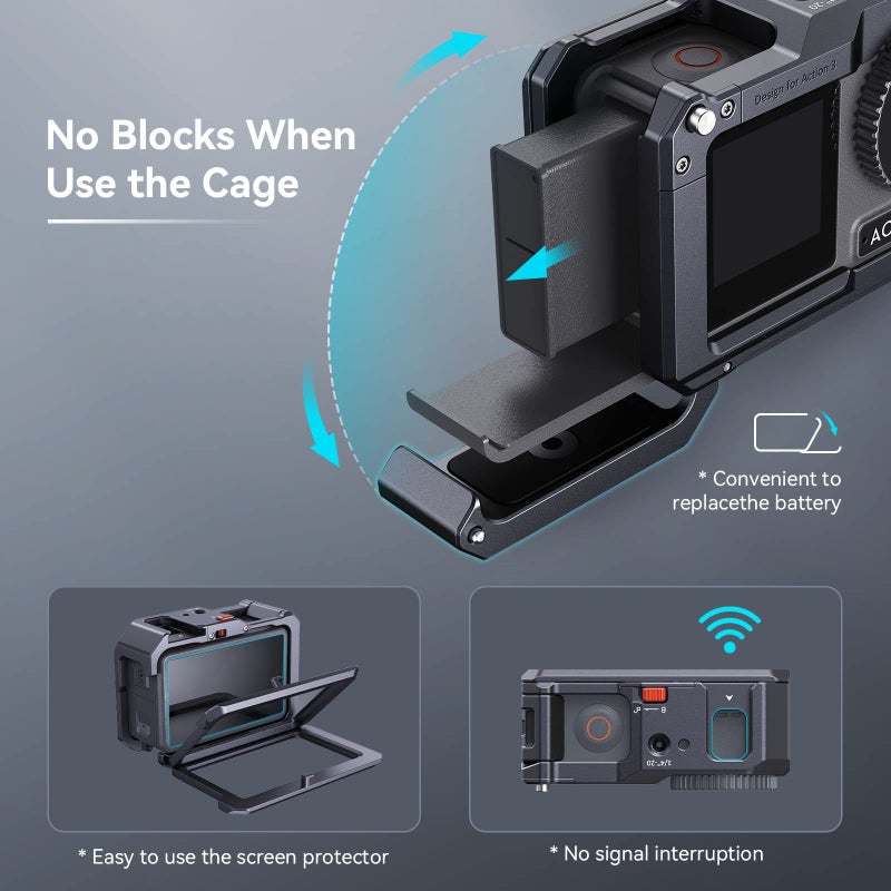 SMALLRIG Action 3 Action 4 Camera Cage for DJI  Protective Cage Compatible for DJI Mic  Protective Frame for DJI Osmo Action 3 Action 4-4119B - Image 3